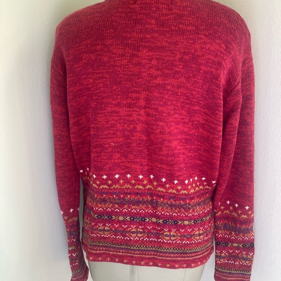Red/Burgundy Heirloom Collection zip up cardigan sweater in medium Ramie Cotton - Picture 4 of 10